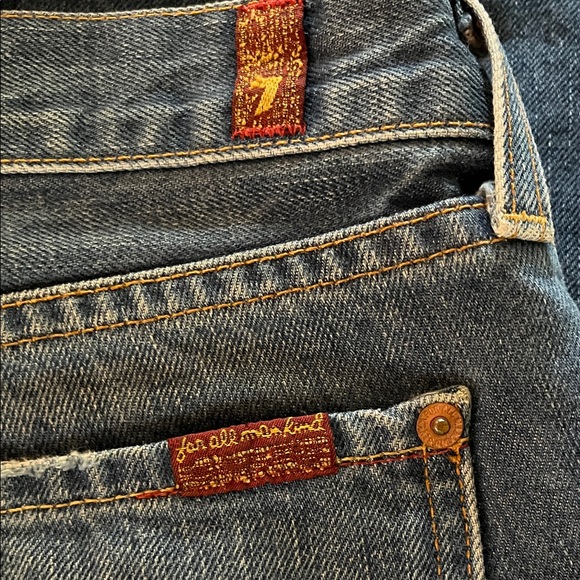 7 For All Mankind Blue Wide Leg Crop Denim - Picture 3 of 13